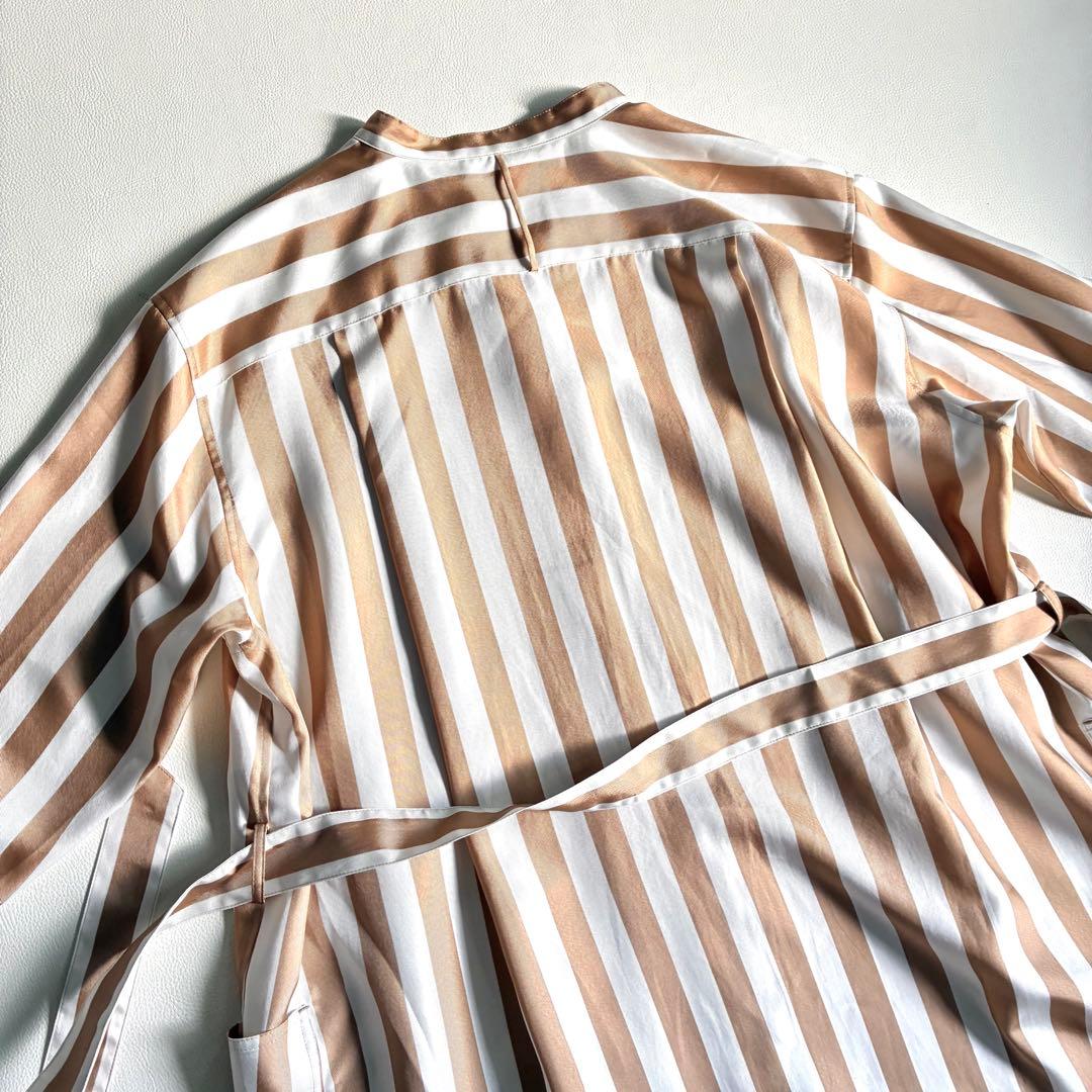 ◆美品◆BEIGE.◆5.3万◆ストライプシャツワンピース◆マキシ丈◆ L