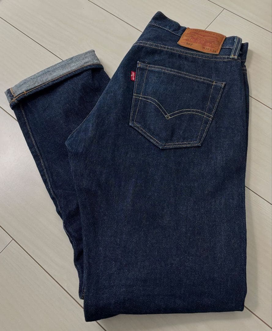 USA製　Levi's 501　セルビッチデニム【W30 L34】革パッチ　濃紺
