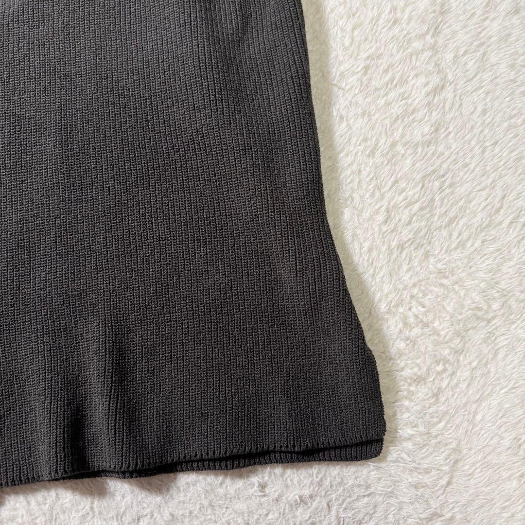 【美品】kagure かぐれ　コットンニットベスト　カーキ　リブニット