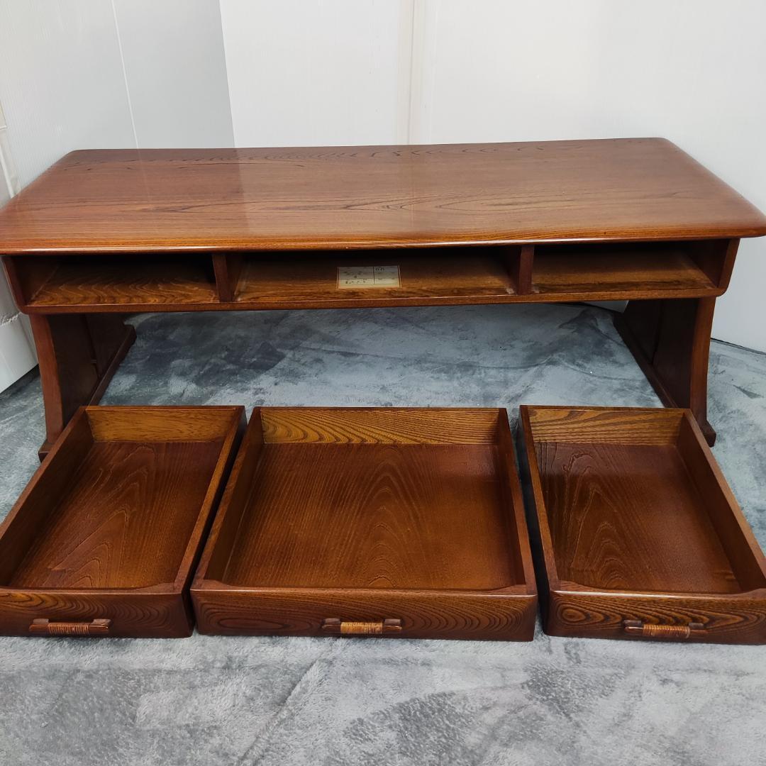 中古　最高級！指物工芸家具　駿河工芸　総欅(ケヤキ)無垢材　座机　文机