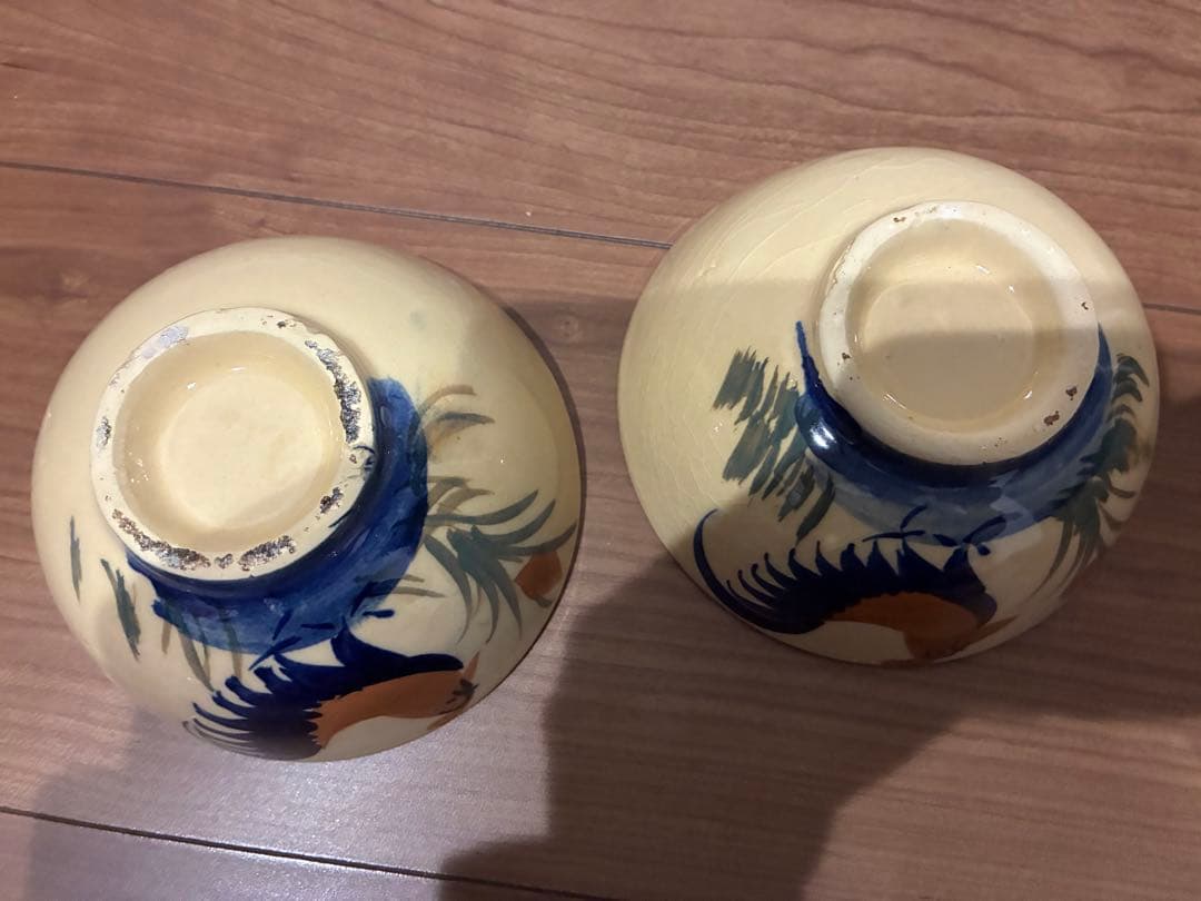 ソンべ焼き　ライテウ焼き　ベトナム　鶏の絵柄 陶器ボウル 4個セット　中小