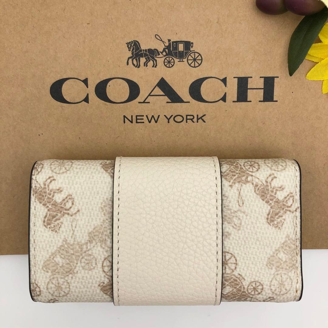 COACH ★大人気★ 6リング キーケース ホース キャリッジ チョーク 新品