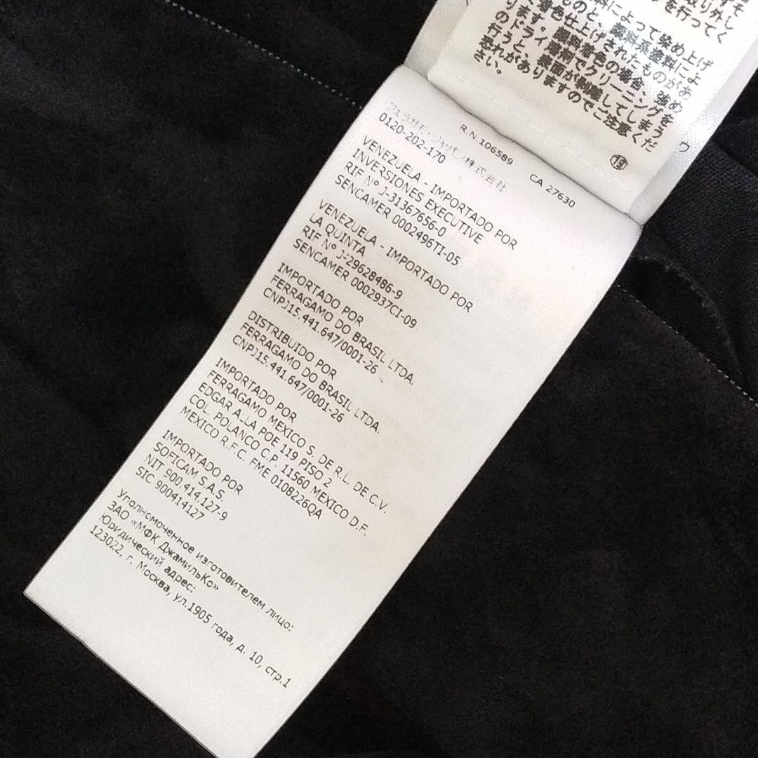 新品　フェラガモ　近年モデル　スウェードストレッチレザートップス　本革　黒　S