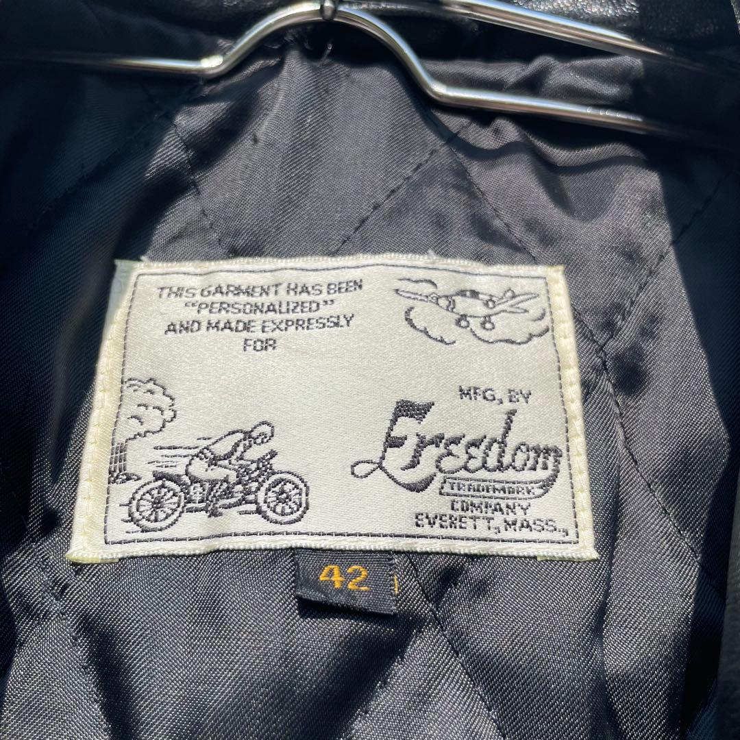 フリーダム　レザージャケット　42　ブラック　ラムレザー　A-2