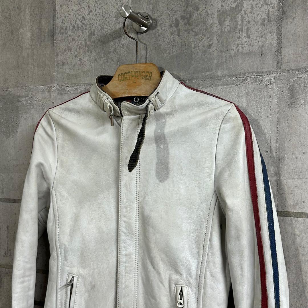 マ*ア様 ★Schott★ショット シングルライダース 白 XS 牛革 レザージ