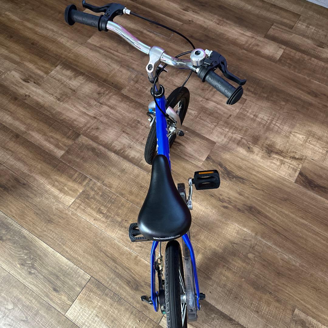 変身バイク　キッズ自転車　青色　14インチ