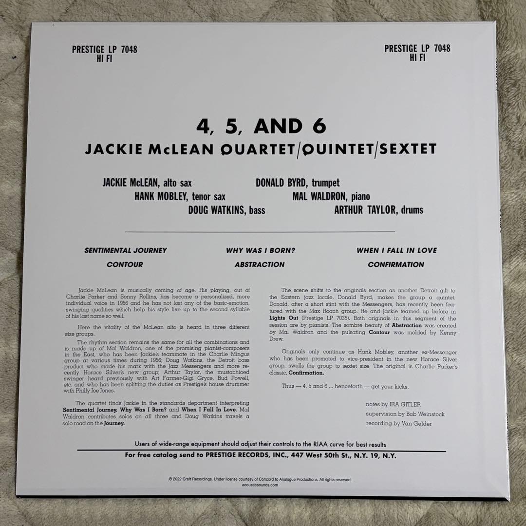 【レコード】Jackie McLean『4, 5 and 6』