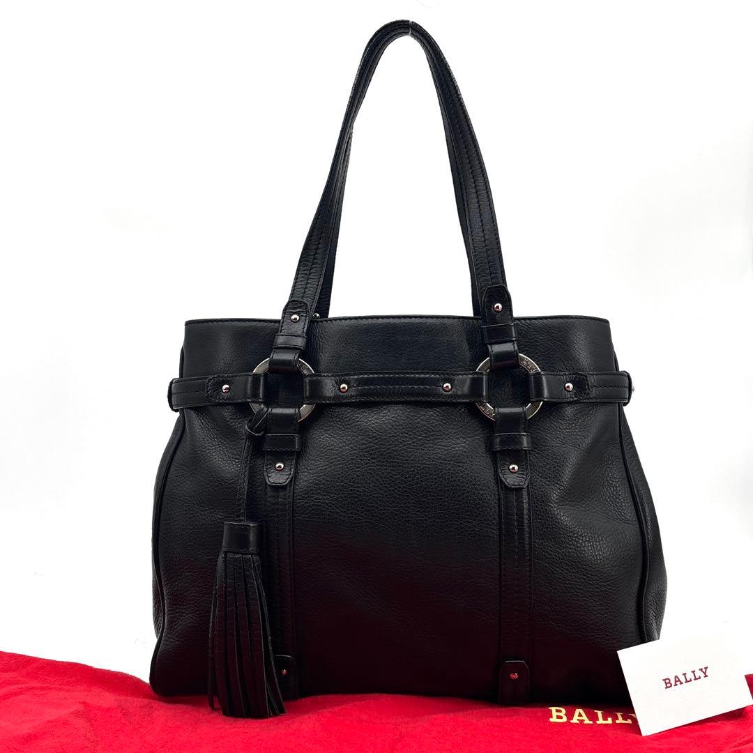 美品】BALLY バリー　トートバッグ　ショルダー　肩掛け　A4 革　レザー　黒