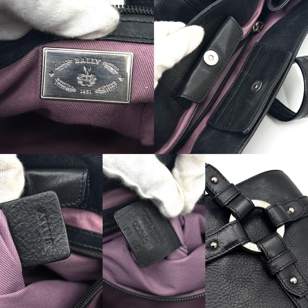 美品】BALLY バリー　トートバッグ　ショルダー　肩掛け　A4 革　レザー　黒