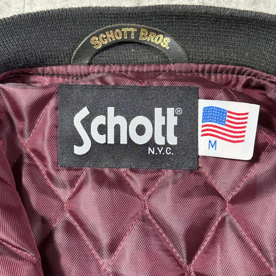美品 Schott レザー ma1 黒 M ラムレザー 3141025