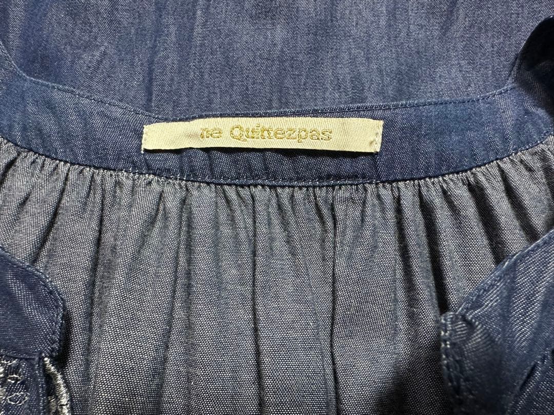ne Quittez pas ヌキテパ　刺繍　ロングワンピース　インディゴ　棉