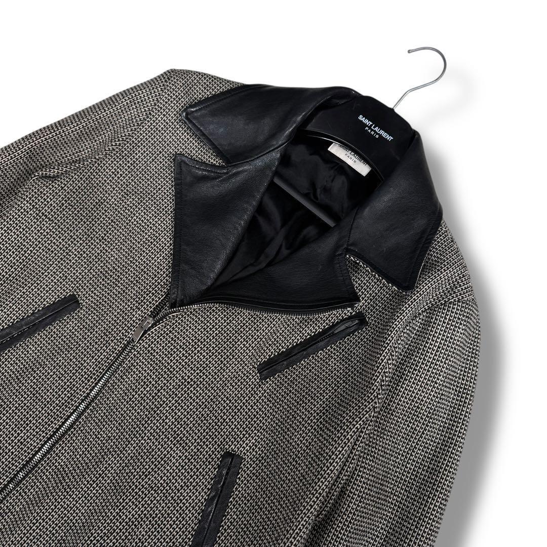 美品 サンローランパリ エディ期 14AW ラムレザー切替 ライダースジャケット