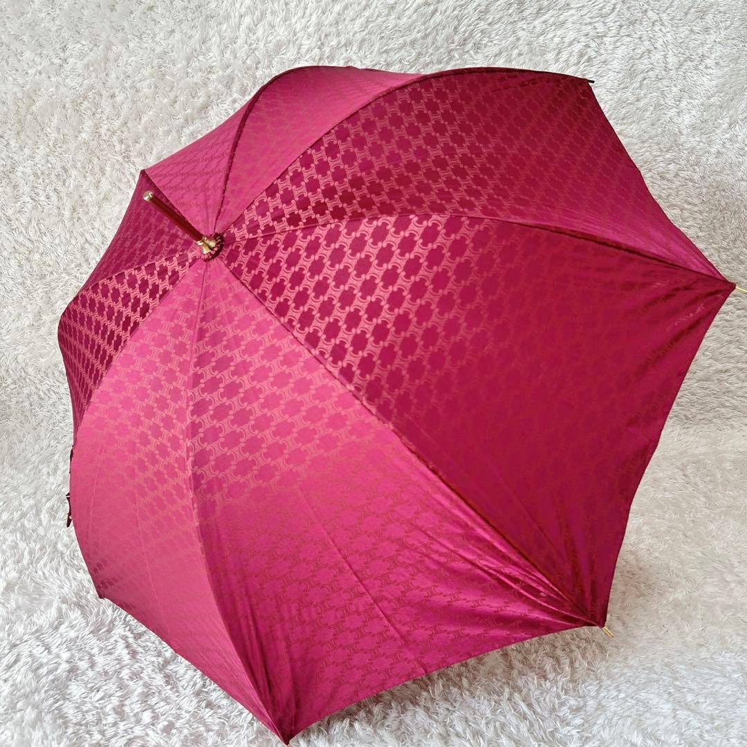希少カラー✨CELINE セリーヌ　長傘　マカダム　総柄　トリオンフ　ボルドー
