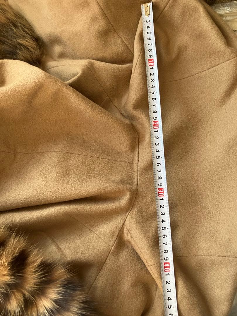 266　ロングマント　カシミヤ100％　フォックス　毛皮　ポンチョコート　ケープ