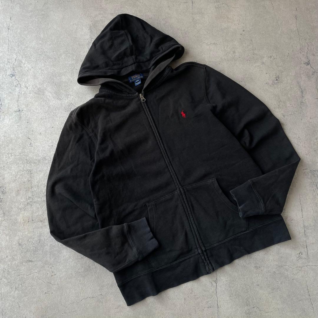 POLO RALPH LAUREN フルジップ パーカー フェード 黒