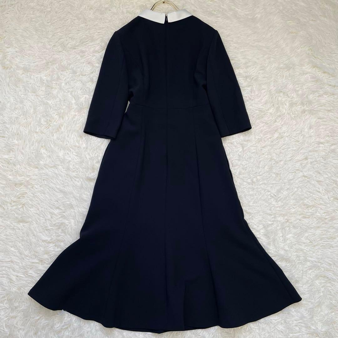 美品✨️セルフォード 襟付きワンピース ロングワンピース ネイビー 36