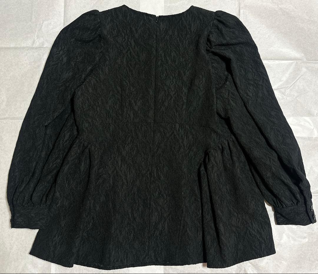 OHGA FLOAT BLOUSE フロートブラウス ジャガード　ブラック