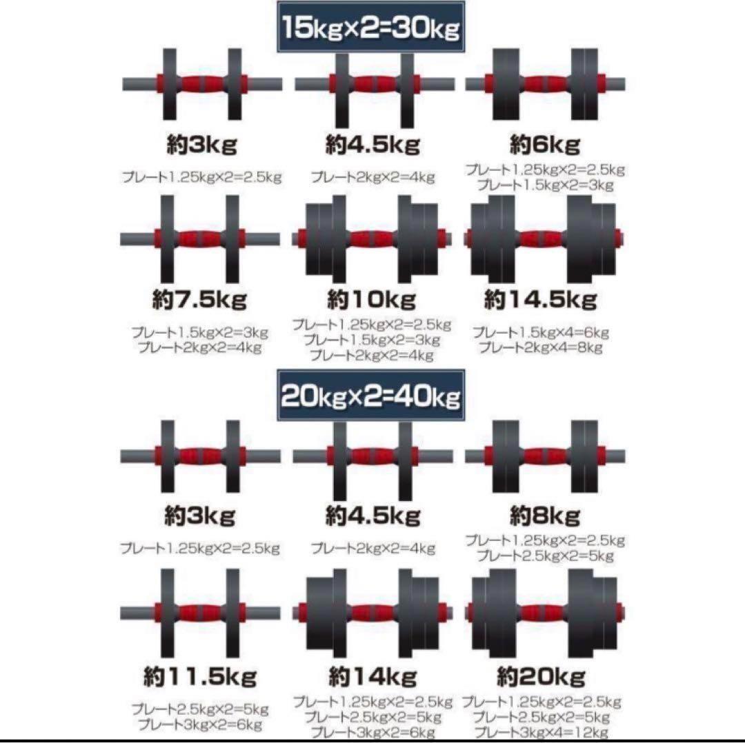 送料込　新品ダンベル 可変式 20kg可変式ダンベル40kg 多機能2個セット