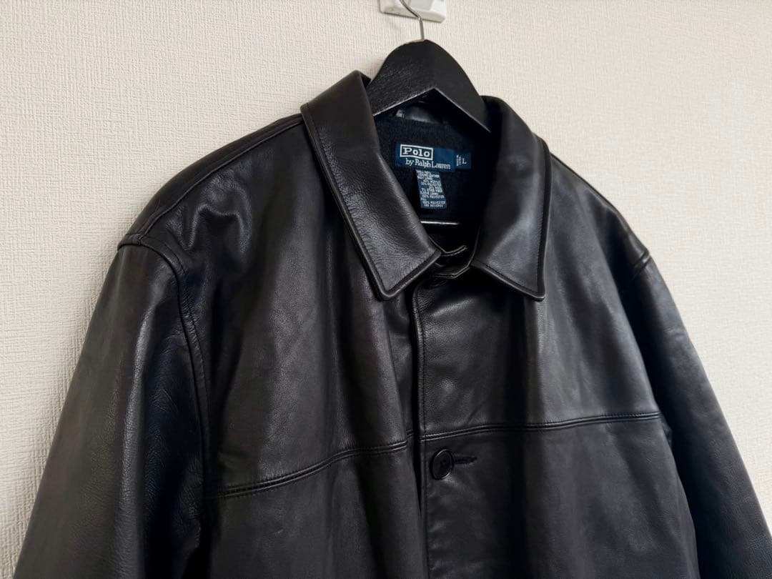 超スペシャル 90s ポロ ラルフローレン レザー カーコート L ブラック 黒