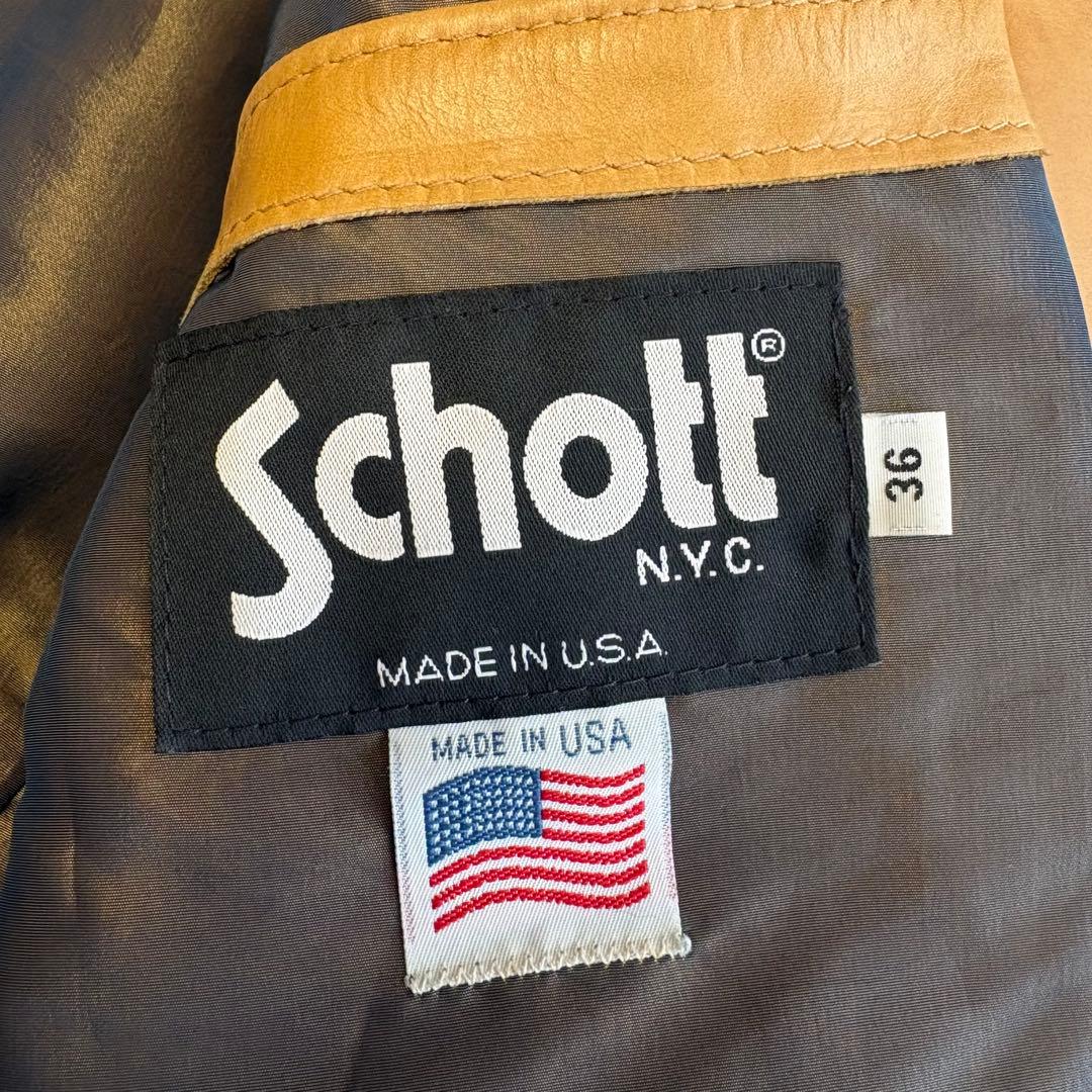 ショット レザー テーラード ジャケット キャメル 36サイズ アメリカ製