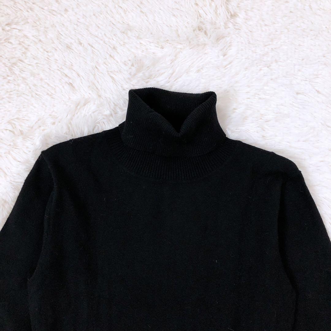 JENNE タートルネックニットワンピース　フレア　ロング丈　マキシ　黒　L