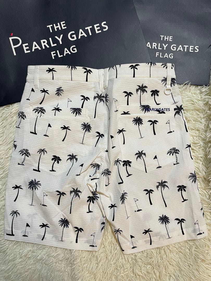 パーリーゲイツツリー柄ハーフパンツホワイトサイズ5