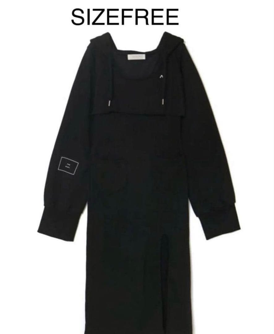 andmary Nora slit dress black ワンピース