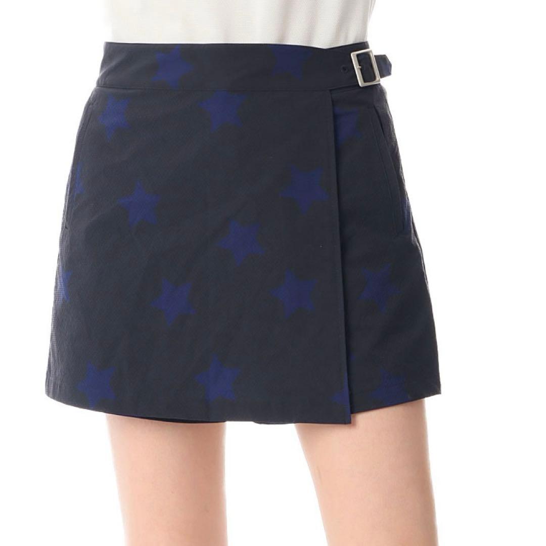 美品★ビームスゴルフ★ストレッチラップキュロット★スター★ネイビー★M