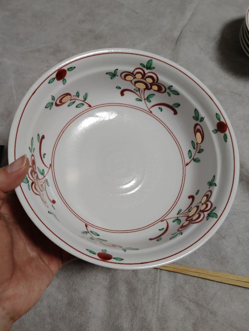 新品　未使用　たち吉 赤絵花文 取り皿揃 橘吉 大皿 小皿 　6点 赤絵　花文