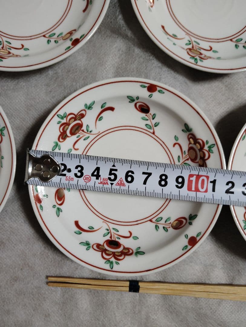 新品　未使用　たち吉 赤絵花文 取り皿揃 橘吉 大皿 小皿 　6点 赤絵　花文