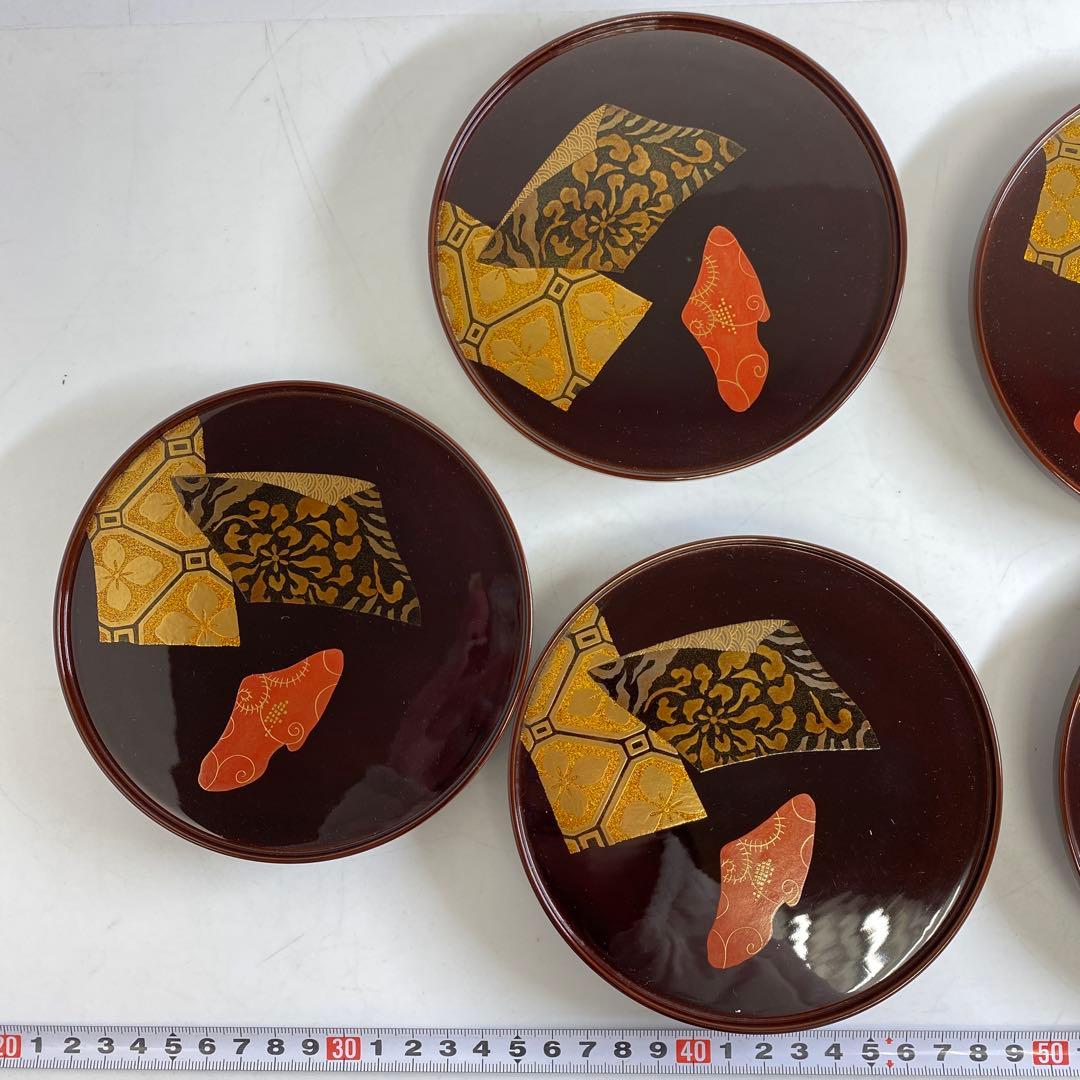 大下香仙 古代裂 蒔絵 銘々皿 共箱 w13.3cm 東キ8-0124①