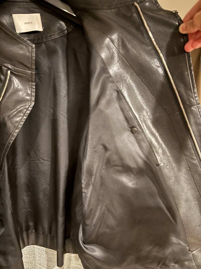 【stein】OVER SLEEVE FAKE LEATHER JACKET