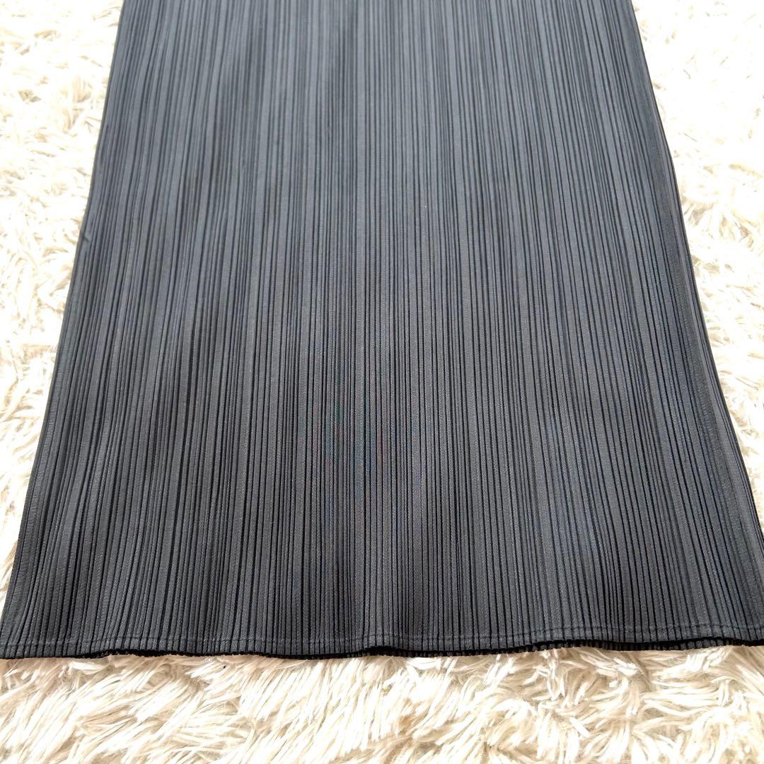 【美品】 プリーツプリーズ ハイネック ノースリーブワンピース グレー 3 L