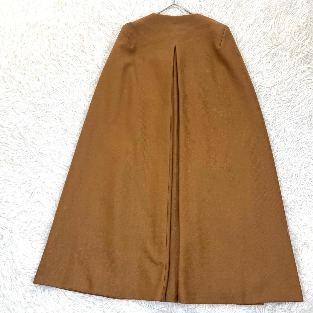 美品 ザラ オーバーサイズ ポンチョ ケープ ノーカラーコート キャメル フレア