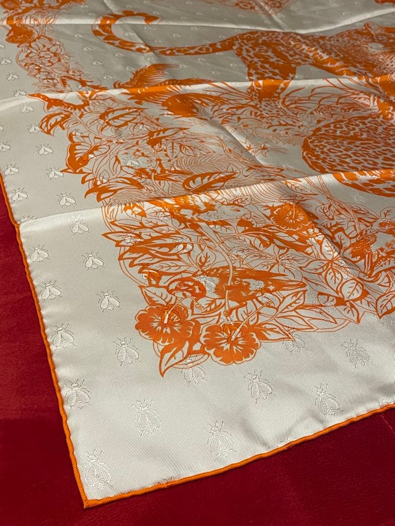 希少極美品HERMES シルクスカーフジャングルラブ90cmリボン封筒おまけ