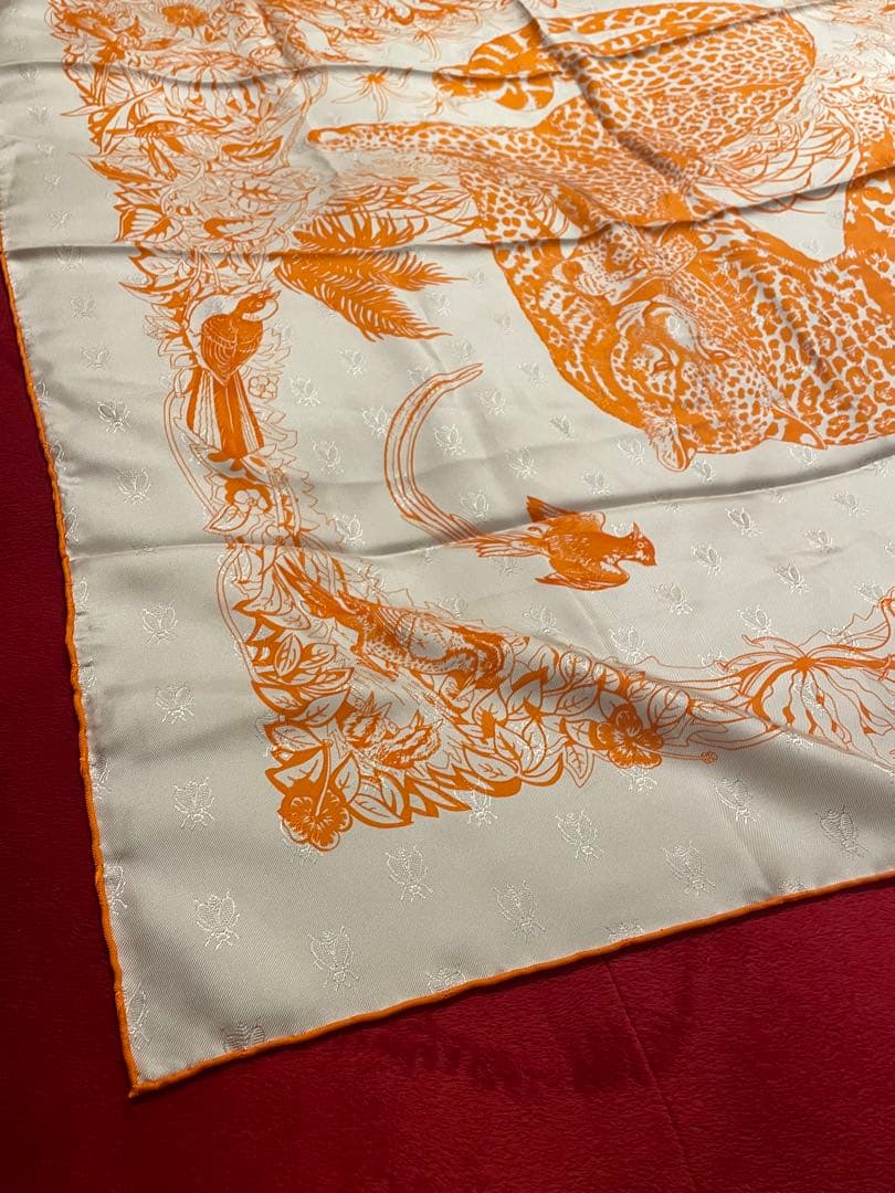 希少極美品HERMES シルクスカーフジャングルラブ90cmリボン封筒おまけ