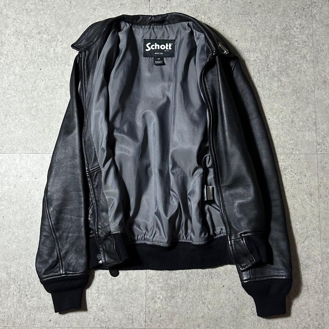 美品 Schott 7621 羊革 レザージャケット M 黒 ピンズ付き