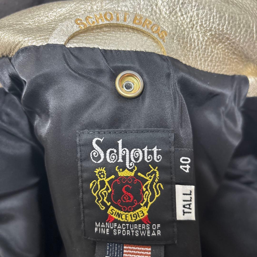 Schott ワンスターゴールドダブルライダースジャケット 40