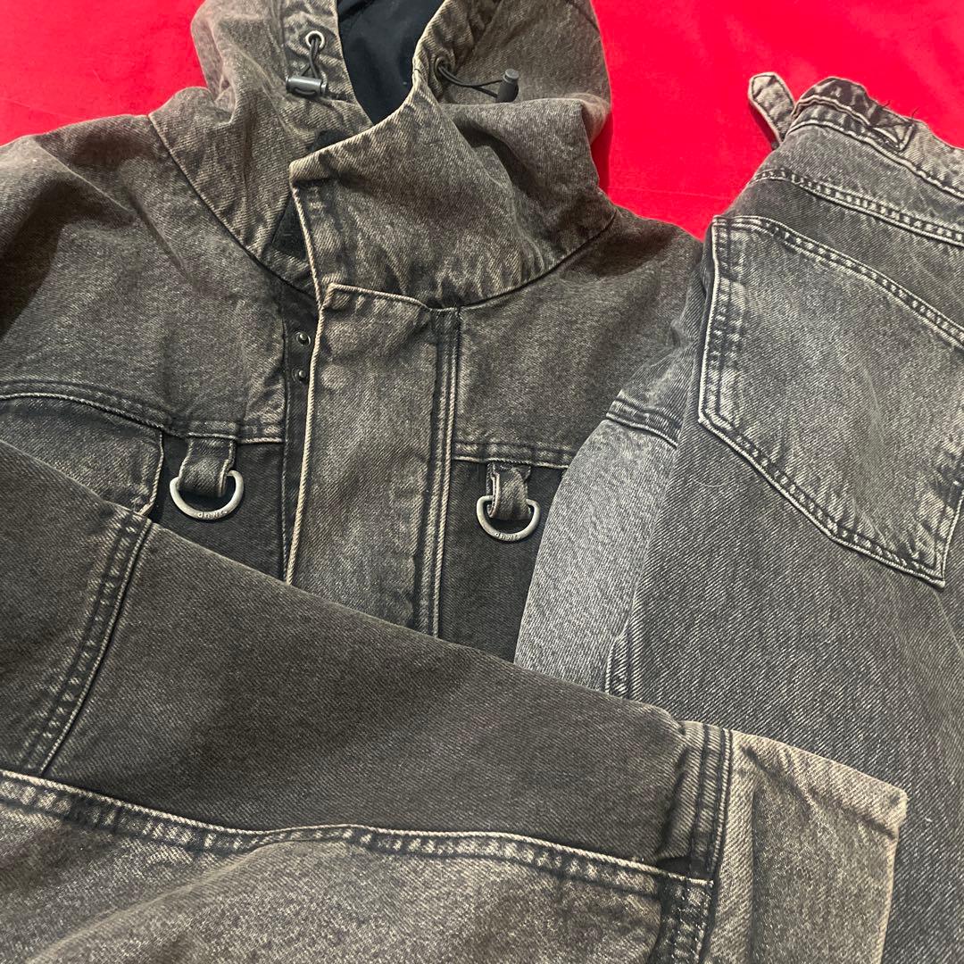 完売品 ZARA セットアップ コントラストフード付　デニムジャケット パンツ