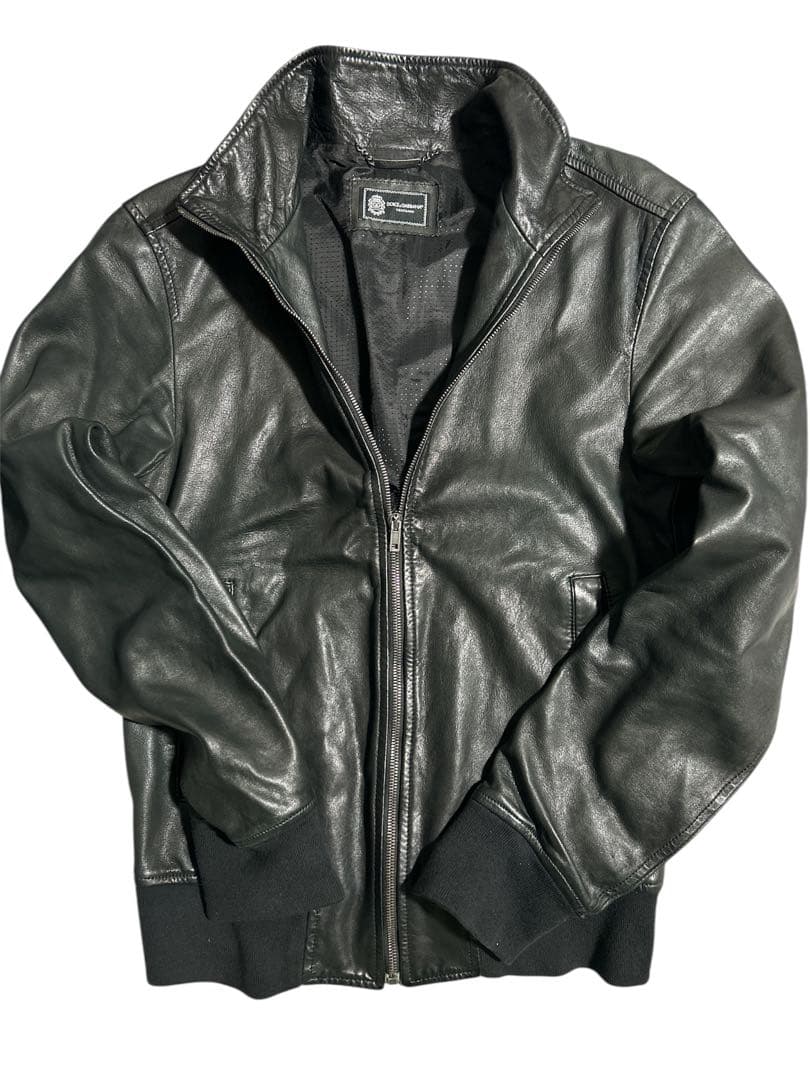 DOLCE&GABBANA 本革 ライダースジャケット ブラック 48 美品