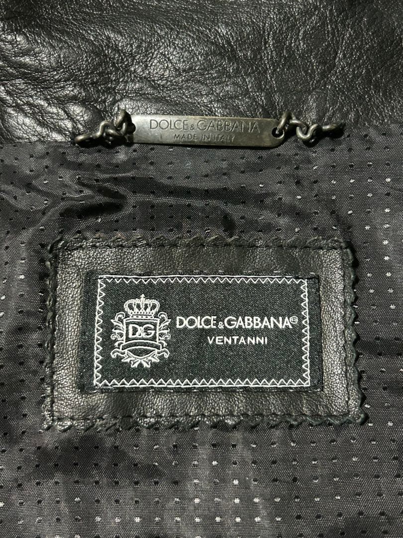 DOLCE&GABBANA 本革 ライダースジャケット ブラック 48 美品