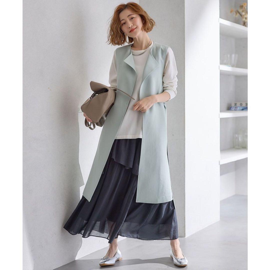 美品⭐️23区＊ハイカウントライトクロスジレ　38 グリーン