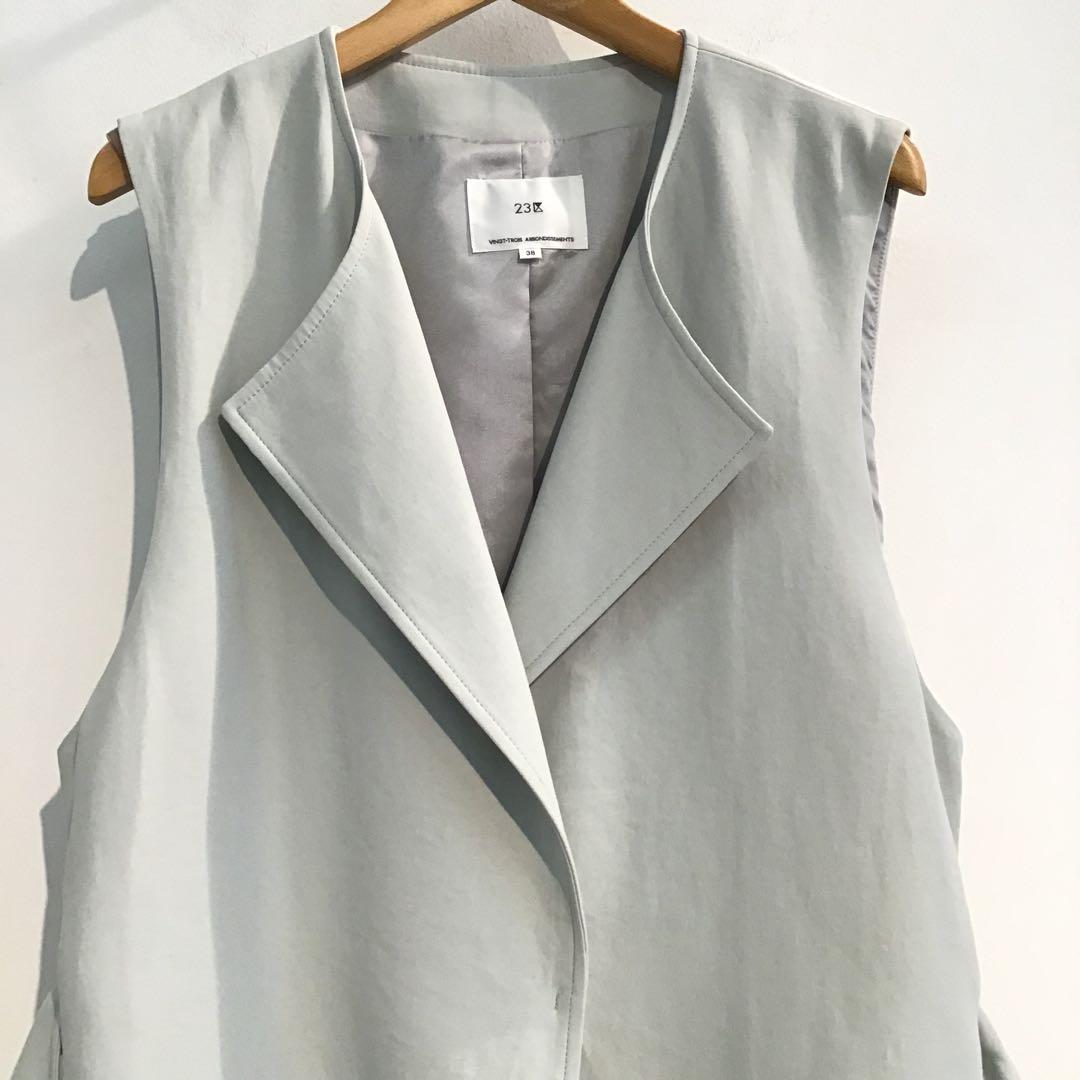 美品⭐️23区＊ハイカウントライトクロスジレ　38 グリーン