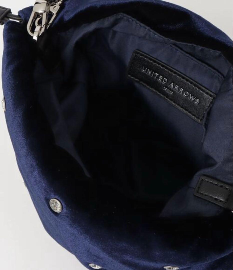 新品UNITED ARROWS ミックス　ビジューショルダーバッグ　ネイビー　鞄
