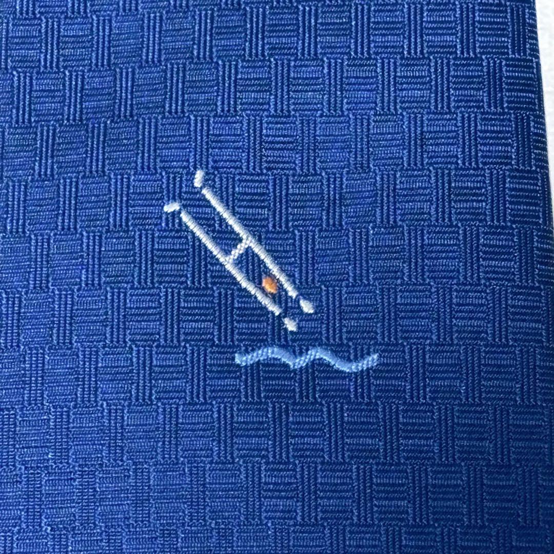 高級 HERMES エルメス ネクタイ H柄 MADE IN FRANCE 青