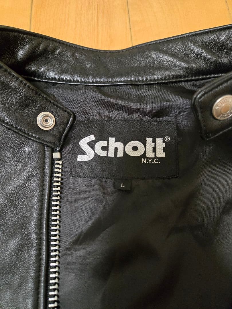 極美品Schott シングルライダースジャケット Lサイズ ブラック