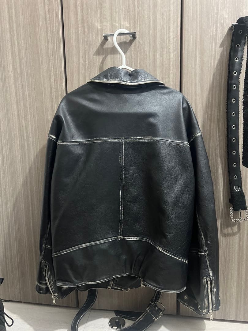 DISCOVERED ダメージ加工 ブラック ダブルライダースジャケット