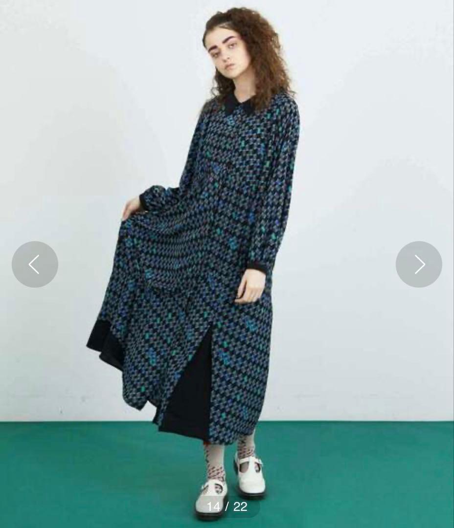 ◆美品◆4.2万◆フラボア◆ジオメトリーワンピース◆マキシ◆ゆったり◆ペチコート
