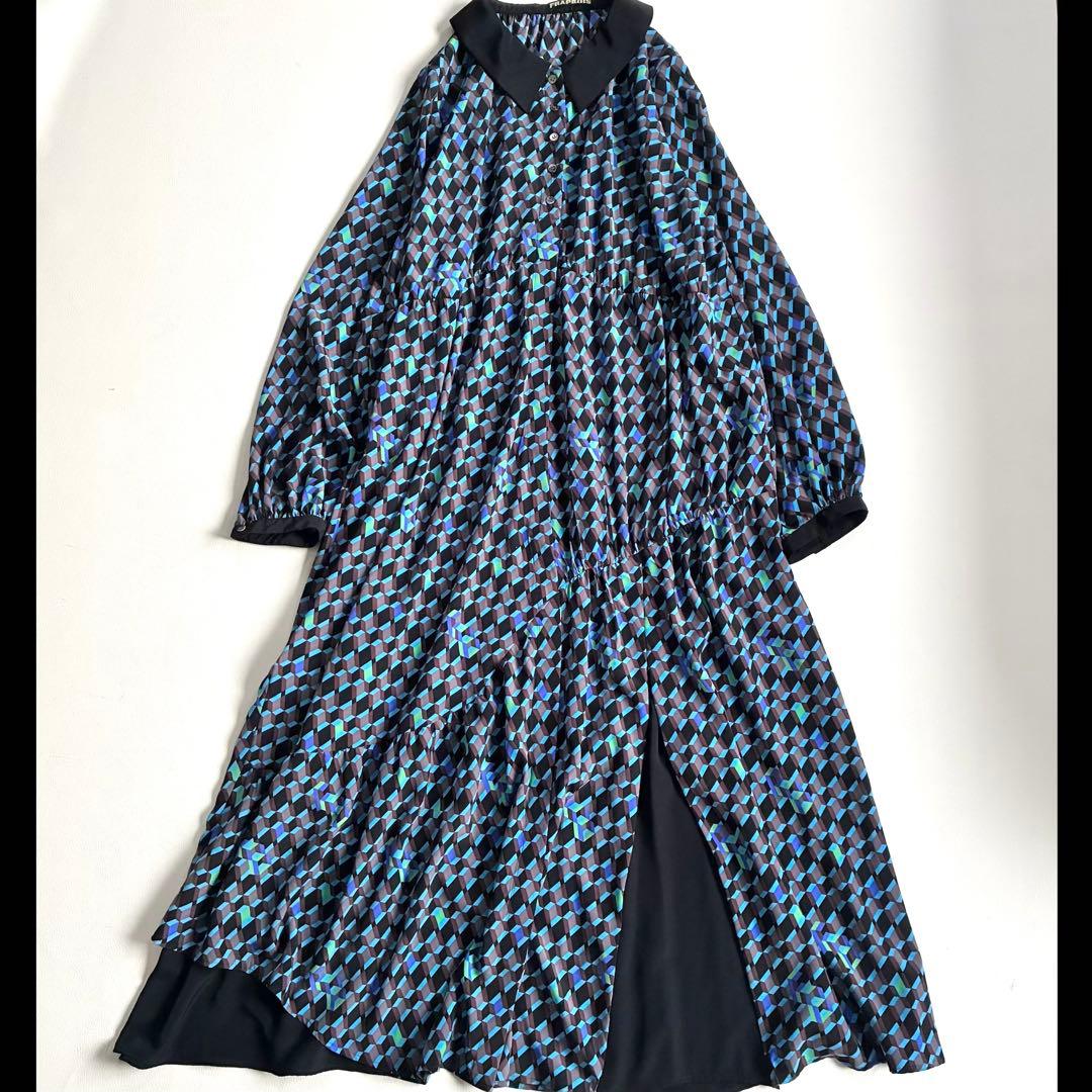 ◆美品◆4.2万◆フラボア◆ジオメトリーワンピース◆マキシ◆ゆったり◆ペチコート