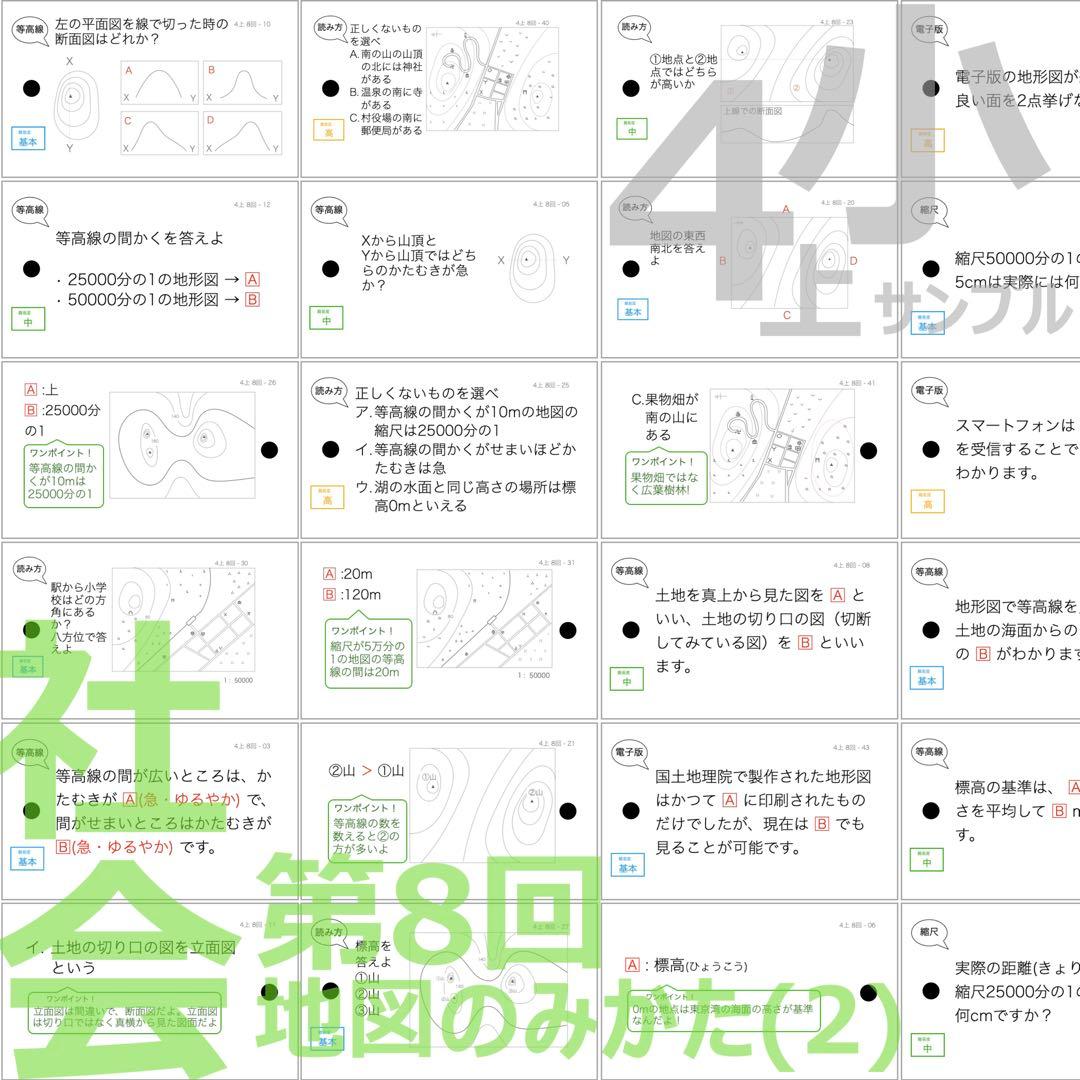 中学受験 暗記カード【4年上 社会 1-9回セット】組分けテスト 予習シリーズ
